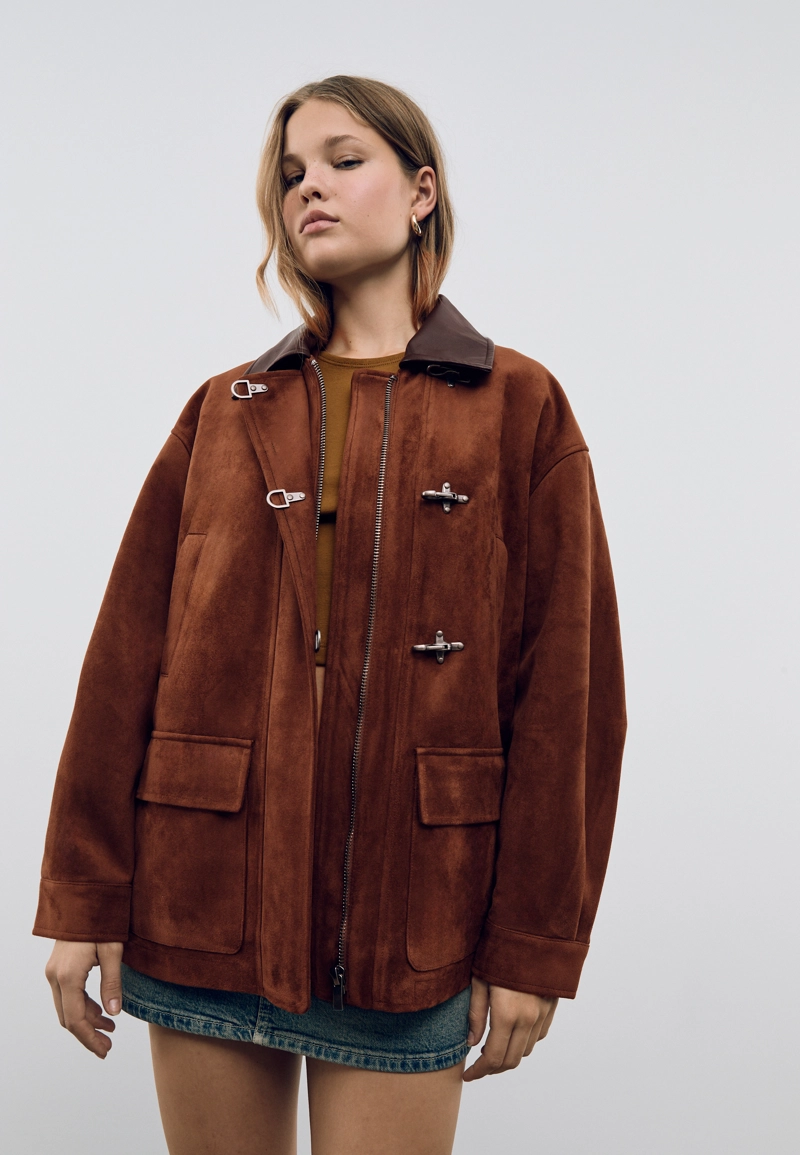 Куртка из искусственной замши с застежками-тоггл