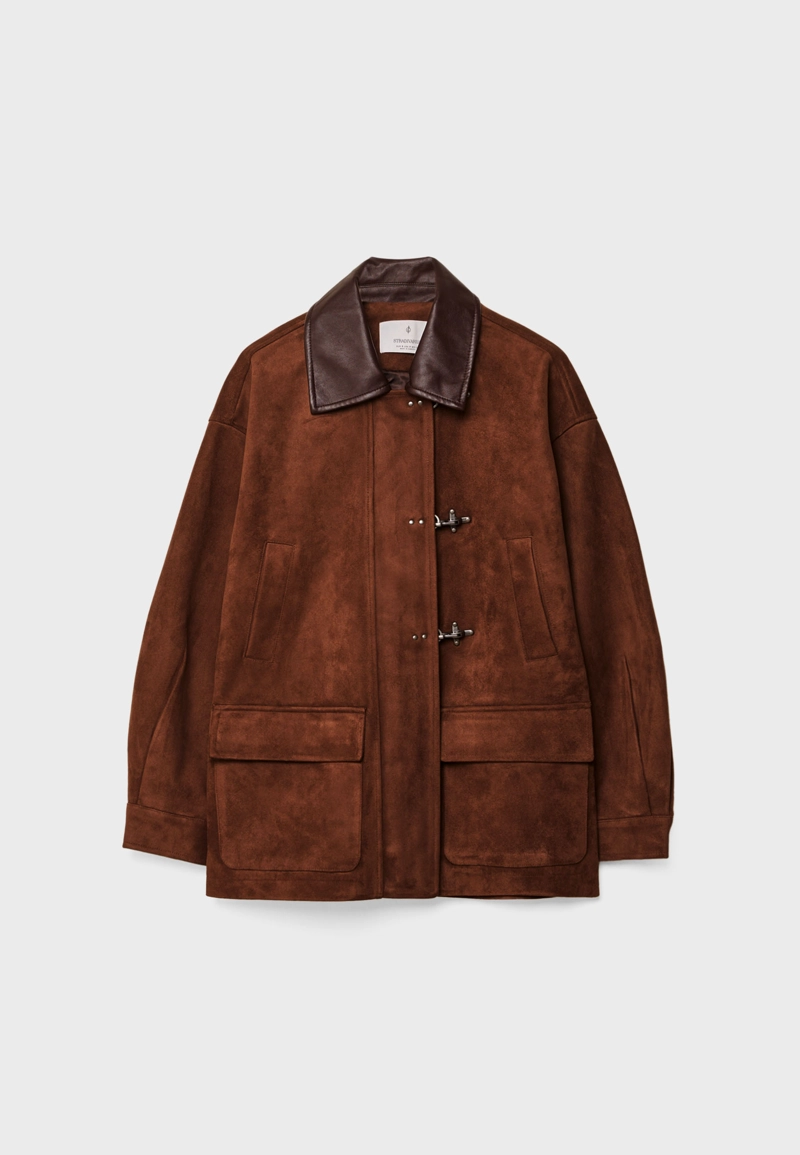 Куртка из искусственной замши с застежками-тоггл