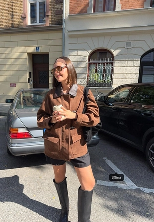 Куртка из искусственной замши с застежками-тоггл- Заказать в России