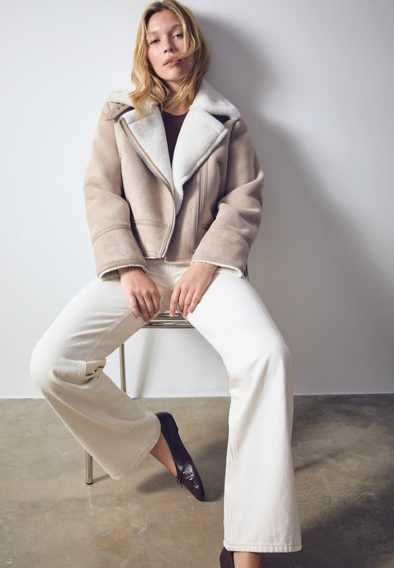 Двусторонняя байкерская куртка под искусственную замшу