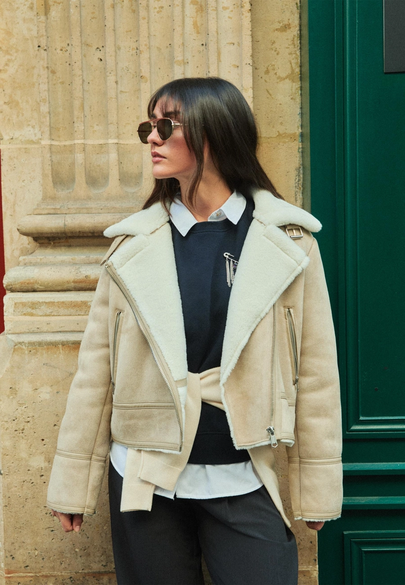 Двусторонняя байкерская куртка под искусственную замшу