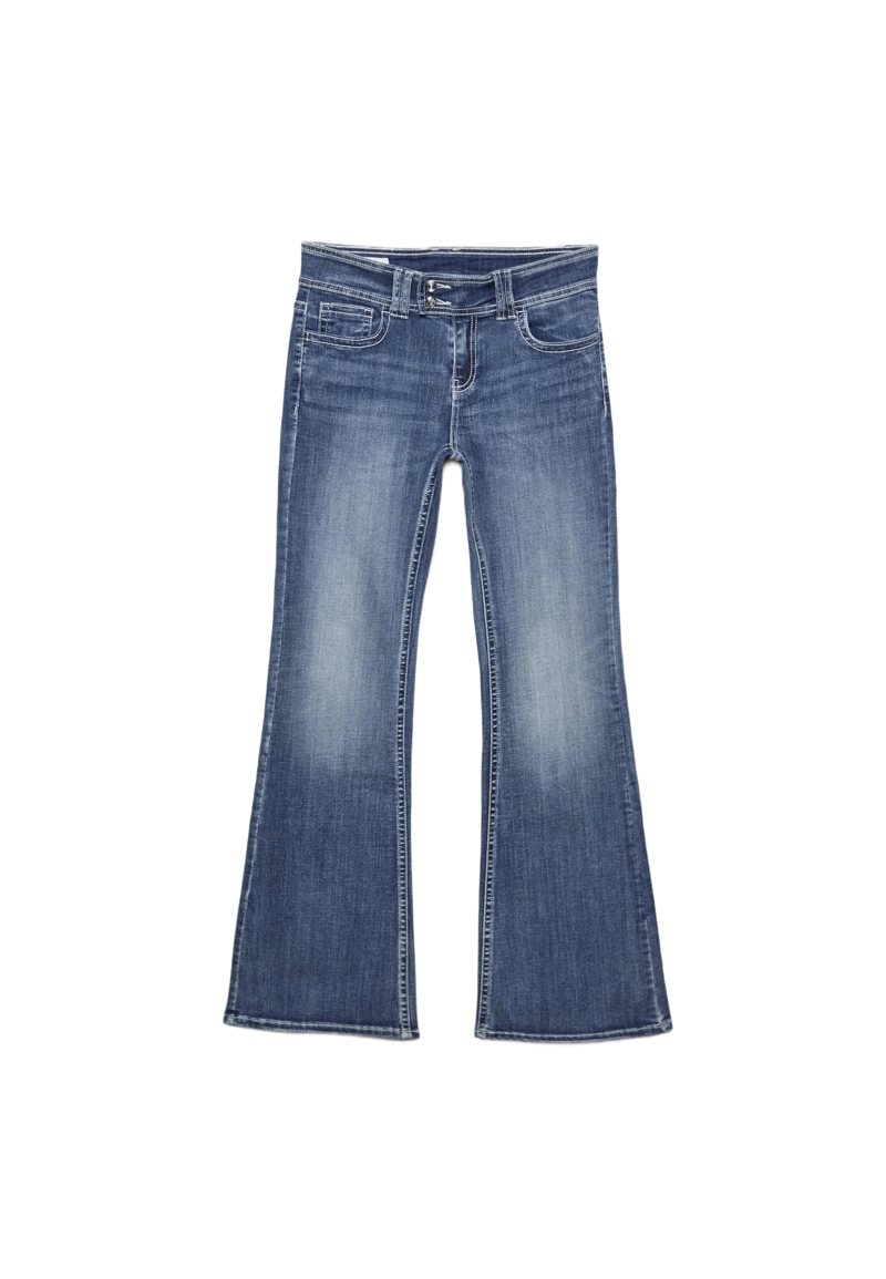 Джинсы клеш с вышивкой на карманах