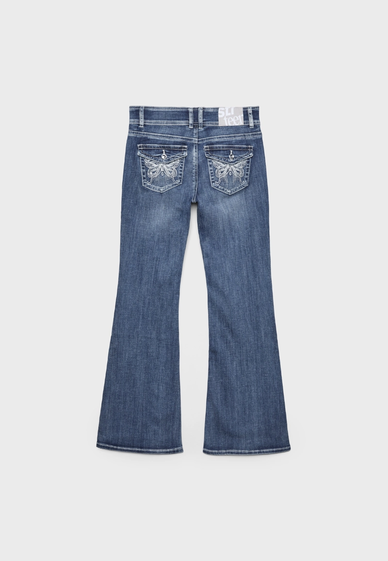 Джинсы клеш с вышивкой на карманах