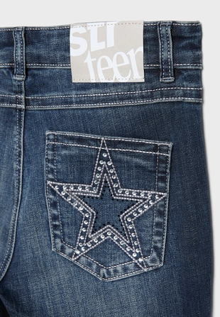 Джинсы клеш с вышивкой на карманах- Заказать в России