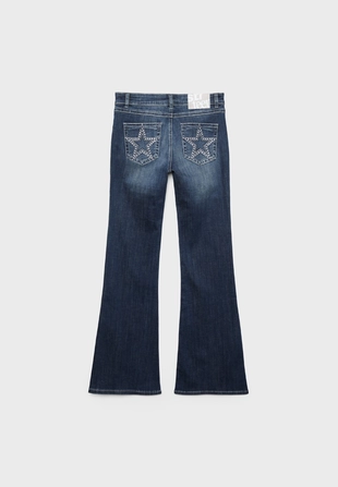 Джинсы клеш с вышивкой на карманах- Заказать в России