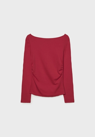 Футболка с длинными рукавами и сборками- Заказать в России