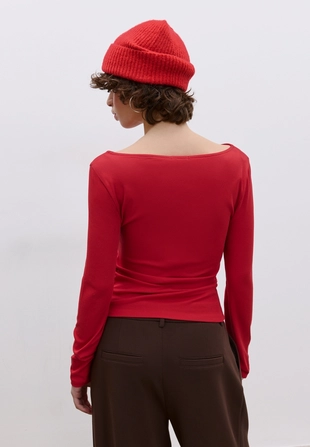 Футболка с длинными рукавами и сборками- Заказать в России