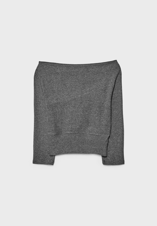 Трикотажная футболка с вырезом-лодочкой и поясом- Заказать в России