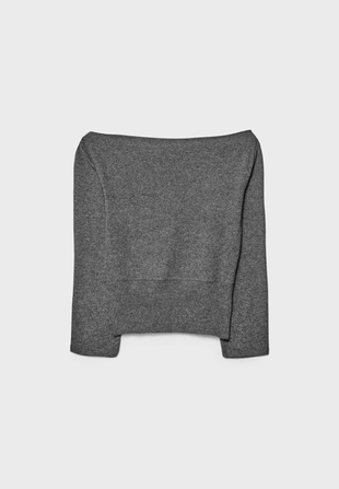 Трикотажная футболка с вырезом-лодочкой и поясом- Заказать в России