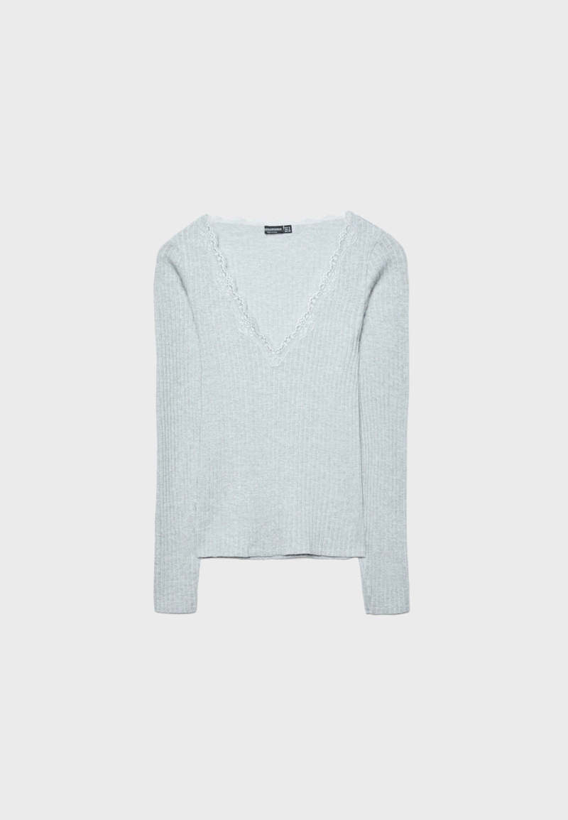 Бесшовная футболка с кружевом