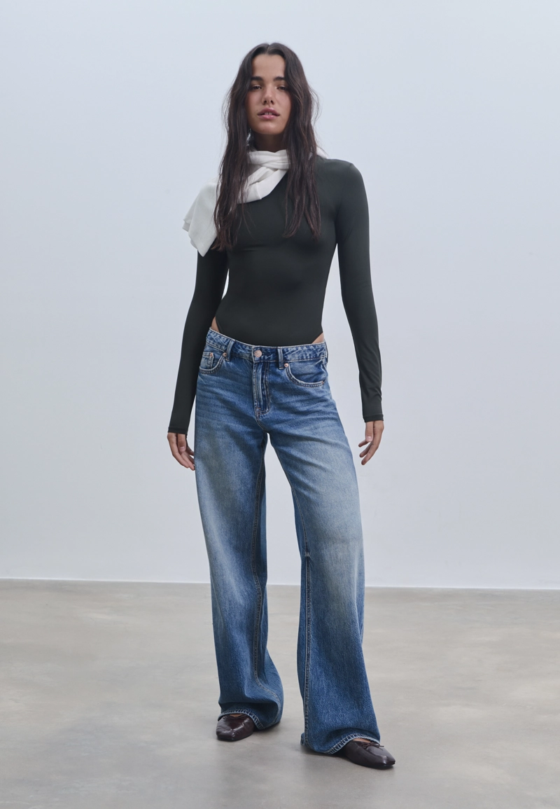 Боди с длинными рукавами из полиамида