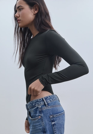 Боди с длинными рукавами из полиамида- Заказать в России