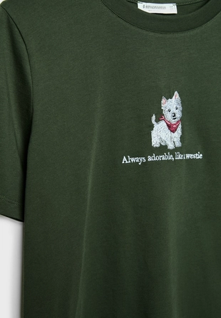 Футболка с вышивкой щенка- Заказать в России