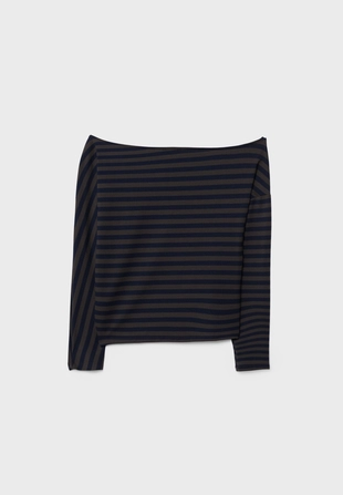 Асимметричная полосатая футболка- Заказать в России