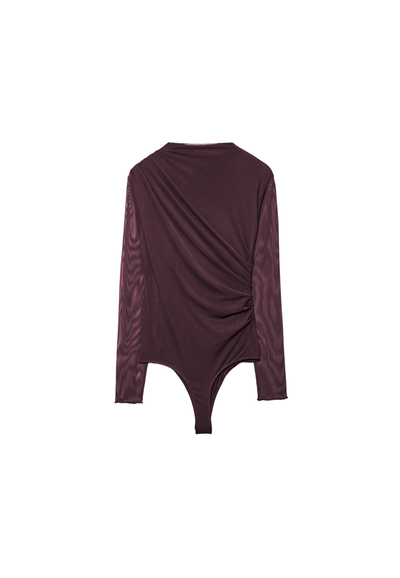 Боди из присборенной полупрозрачной ткани