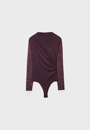 Боди из присборенной полупрозрачной ткани- Заказать в России