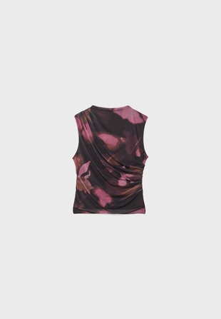 Футболка из полупрозрачной ткани со сборками- Заказать в России