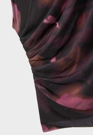 Футболка из полупрозрачной ткани со сборками- Заказать в России