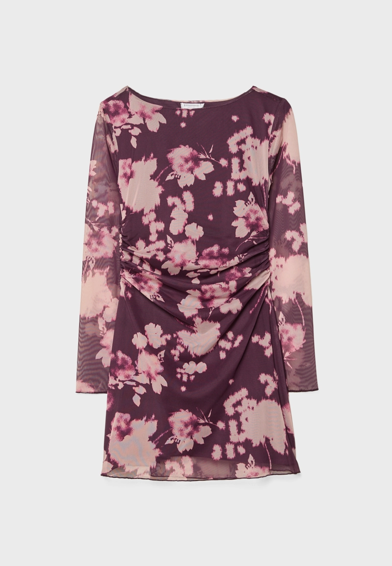 Короткое платье из полупрозрачной ткани с принтом