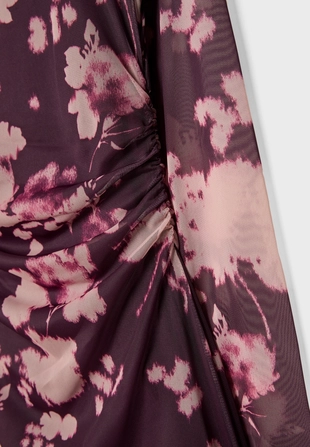 Короткое платье из полупрозрачной ткани с принтом- Заказать в России