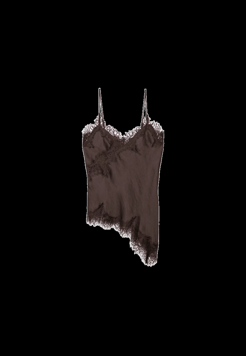 Асимметричный топ в бельевом стиле с кружевом