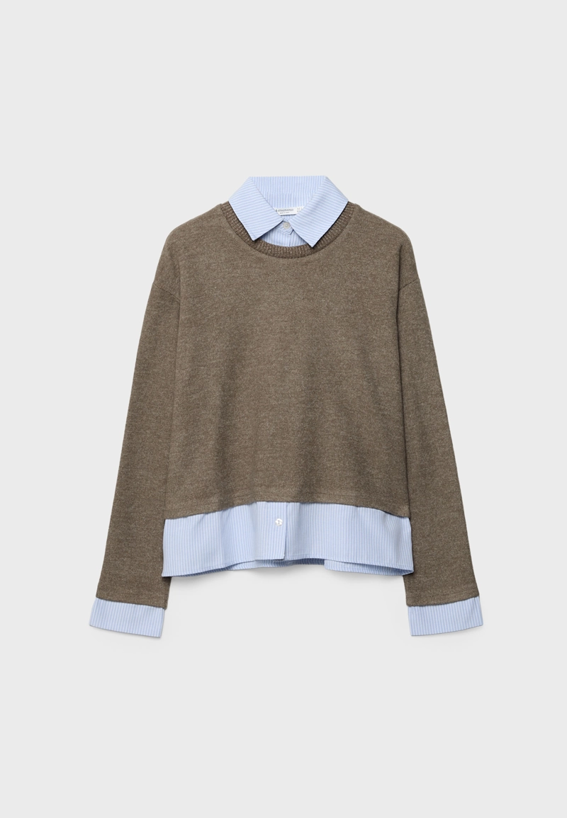 Трикотажная футболка из двух материалов