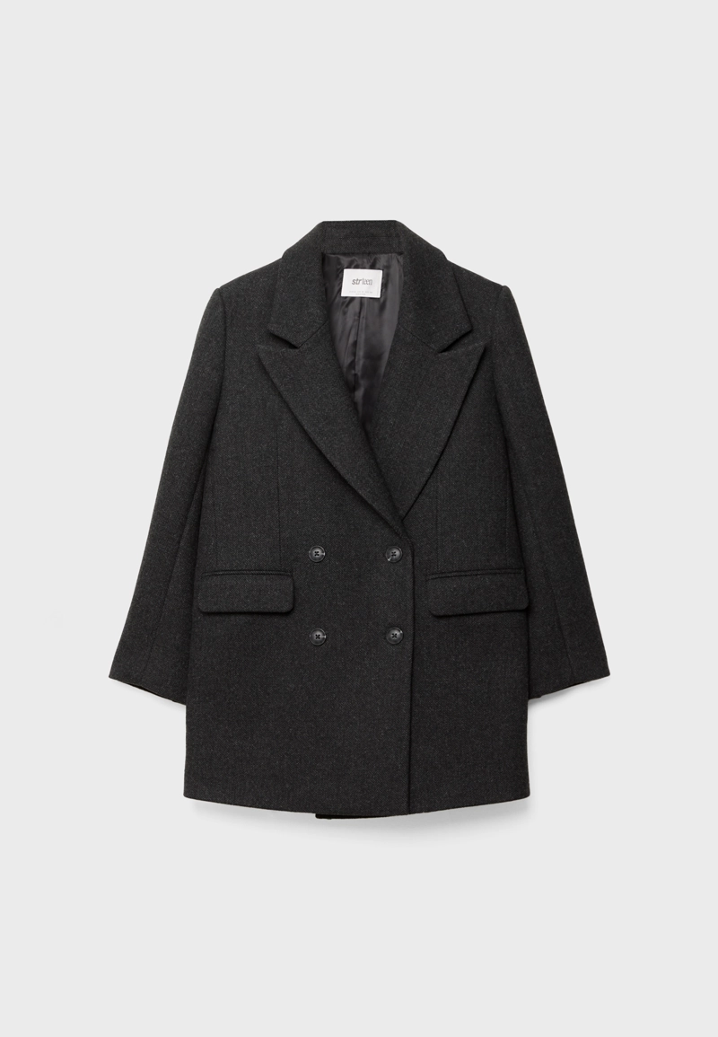 Пальто из ткани в елочку стандартной длины