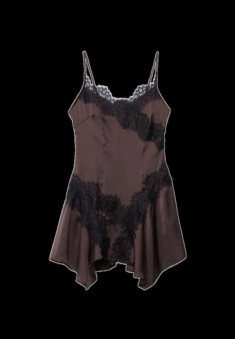 Короткое платье-комбинация с кружевом