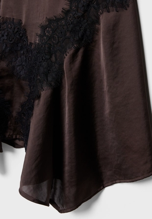 Короткое платье-комбинация с кружевом- Заказать в России