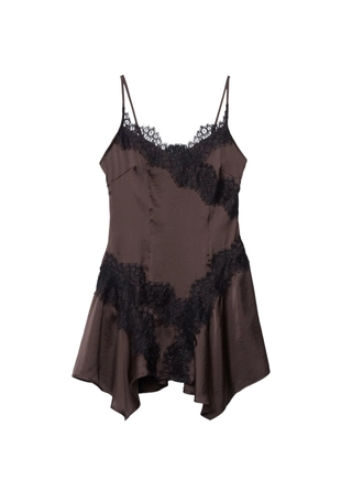 Короткое платье-комбинация с кружевом- Заказать в России