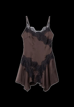 Короткое платье-комбинация с кружевом- Заказать в России