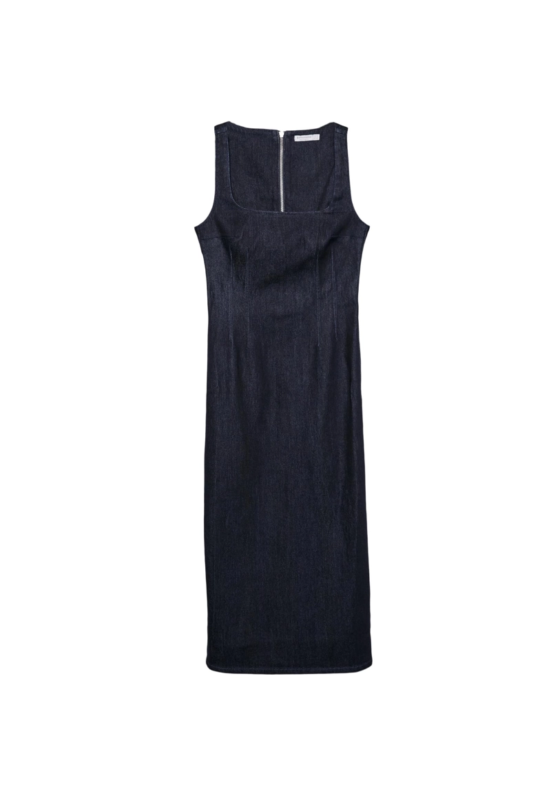 Джинсовое платье миди