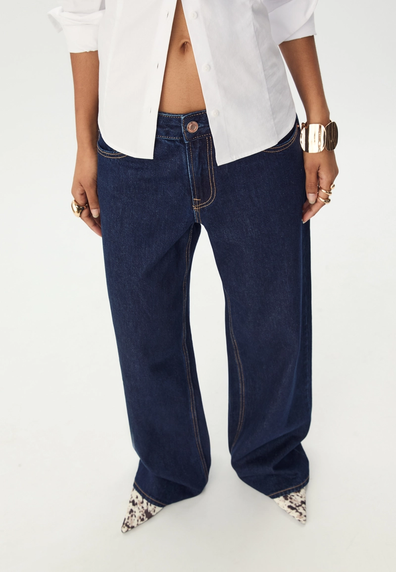 Джинсы D91 с низкой посадкой и широкими штанинами