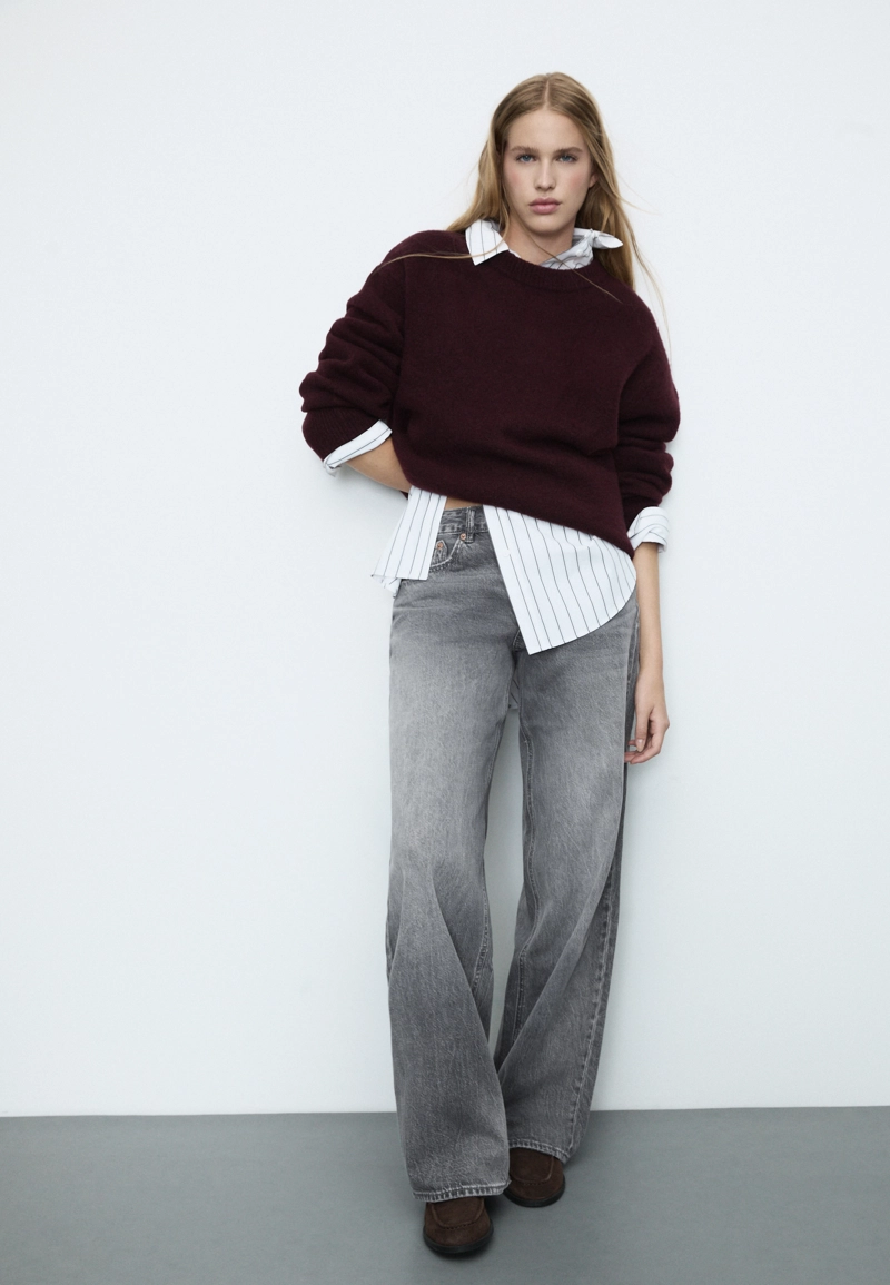 Джинсы D91 с низкой посадкой и широкими штанинами