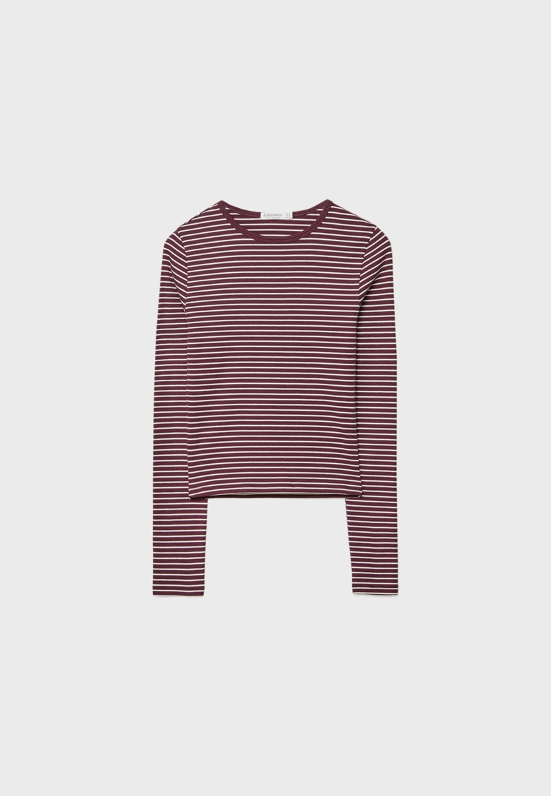 Базовая хлопковая футболка в полоску с длинными рукавами