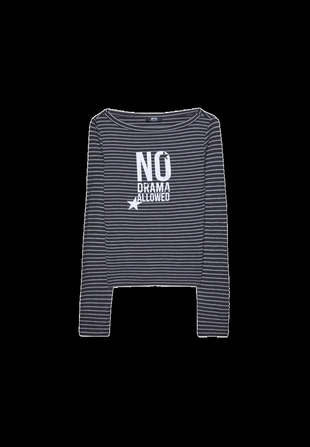 Футболка с вырезом «лодочка» и полосками- Заказать в России