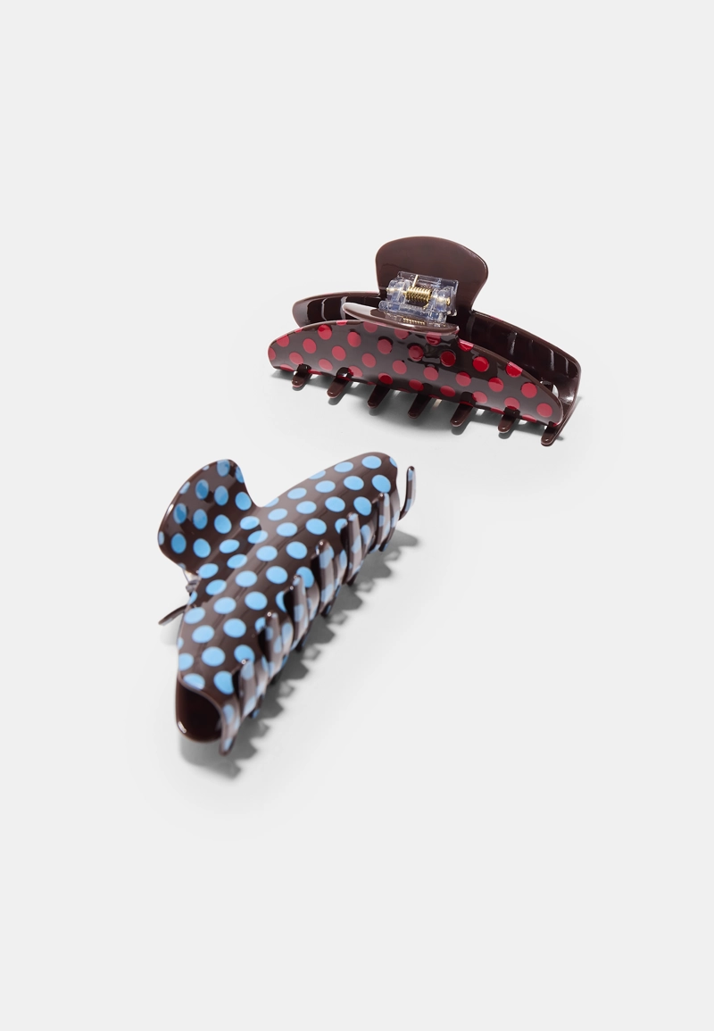 Набор из 2 заколок для меха в горошек