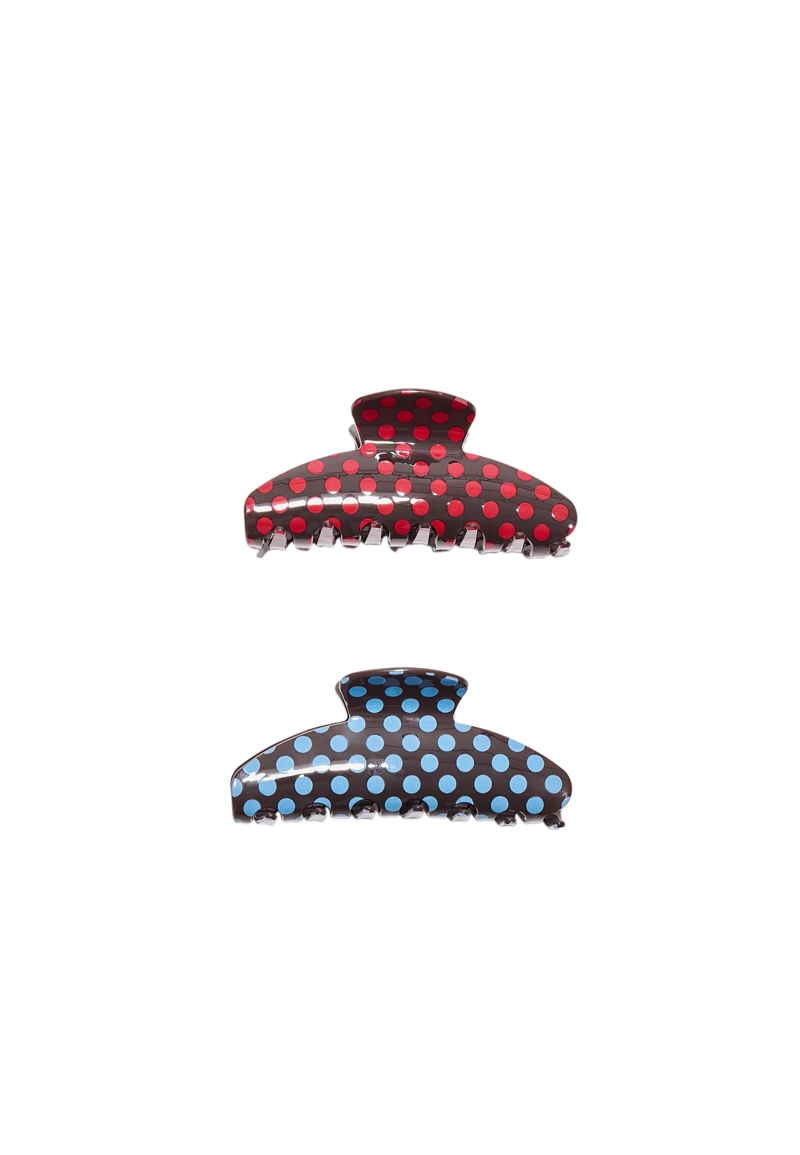 Набор из 2 заколок для меха в горошек