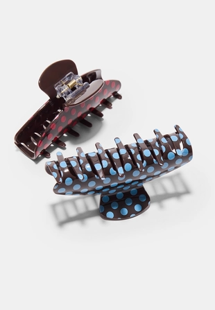 Набор из 2 заколок для меха в горошек- Заказать в России