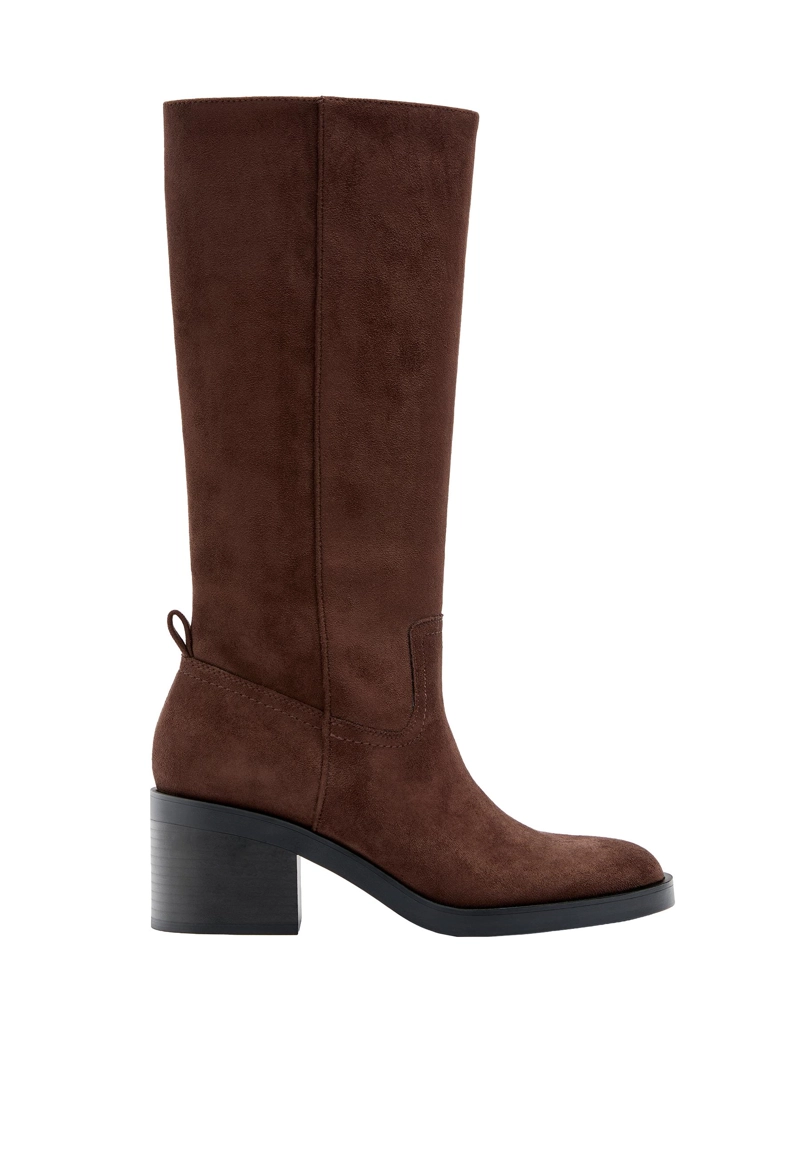 Сапоги на широком каблуке из искусственной замши