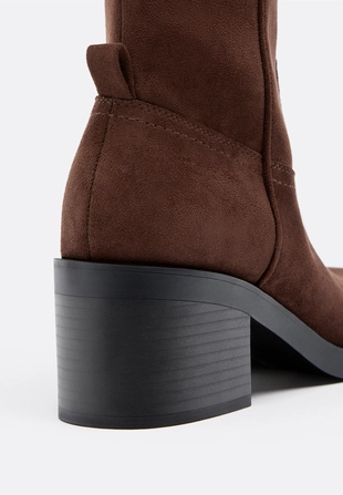 Сапоги на широком каблуке из искусственной замши- Заказать в России