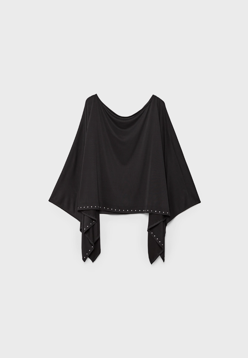 Кейп из ткани купро с заклепками