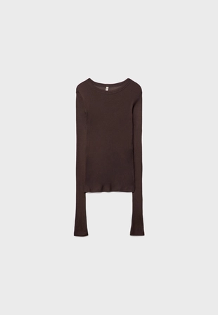 Футболка в рубчик с длинными рукавами- Заказать в России