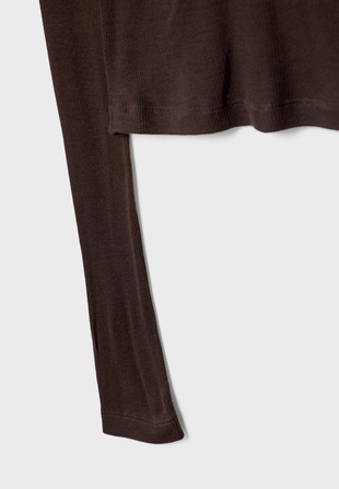 Футболка в рубчик с длинными рукавами- Заказать в России