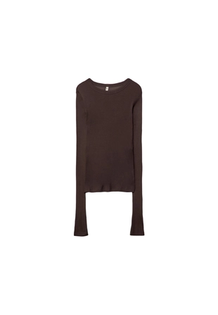 Футболка в рубчик с длинными рукавами- Заказать в России