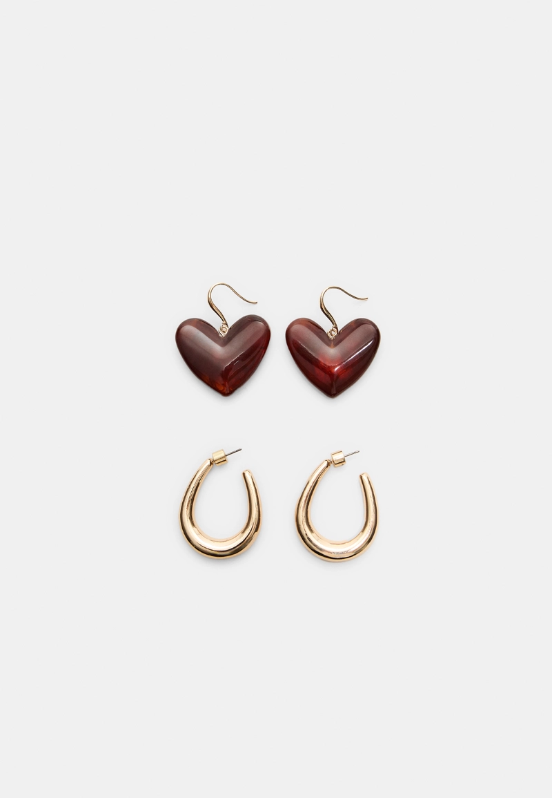 Набор из 2 асимметричных серег в форме сердца