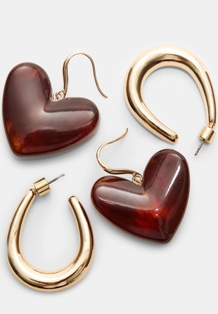 Набор из 2 асимметричных серег в форме сердца- Заказать в России