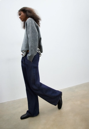 D35 струящиеся джинсовые брюки на шнурке- Заказать в России