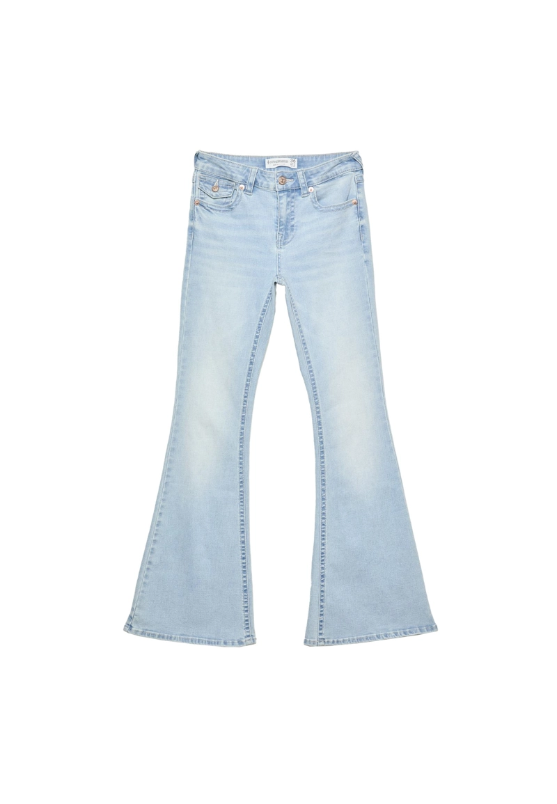 D04 Джинсы клеш с низкой посадкой