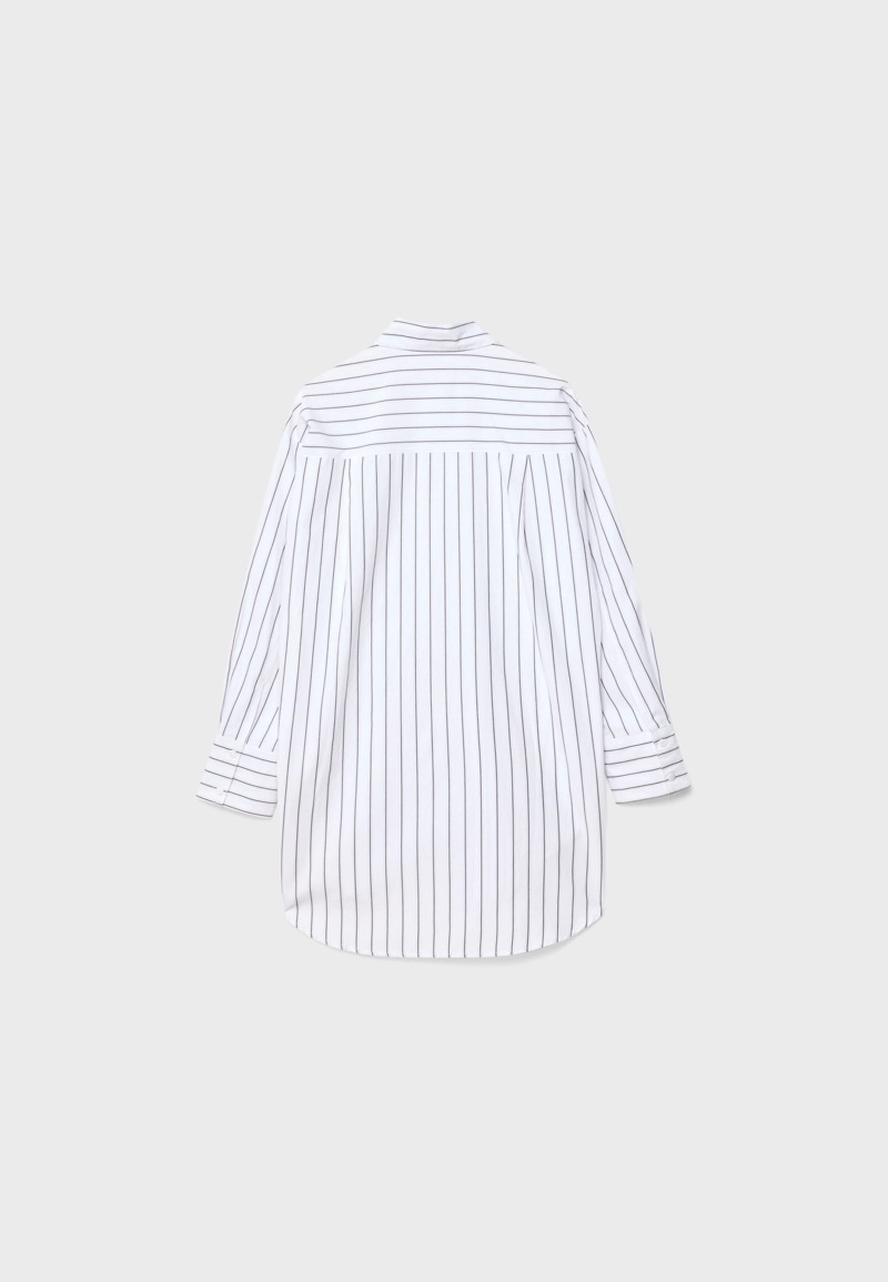 Длинная рубашка в полоску из поплина